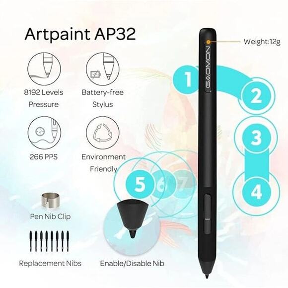 GAOMON S620 Digital Graphics Drawing Tablet • Battery-Free Pen (Pressure 8192) - Picture 5 of 10